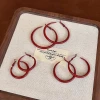 Ankela red circle earrings, a retro Hong Kong-style, high-end and elegant ear ring for women, a bestseller in autumn and winter, a hot girl's ear accessory Application Scenario